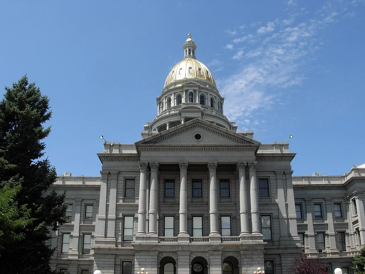 The Colorado State Capitol building and golden dome in Denver.