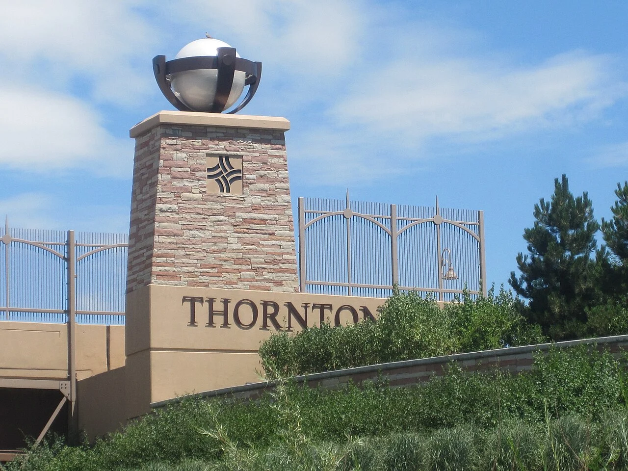 Thornton welcome monument in Colorado.