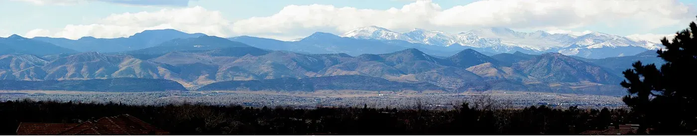 Front Range mountain panorama from Westlands Park in Greenwood Village