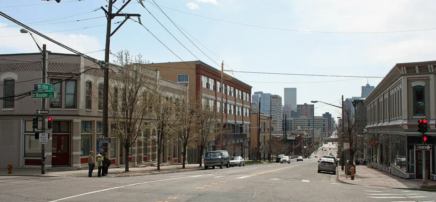 Historic commercial streetscape in Denver’s Highland neighborhood