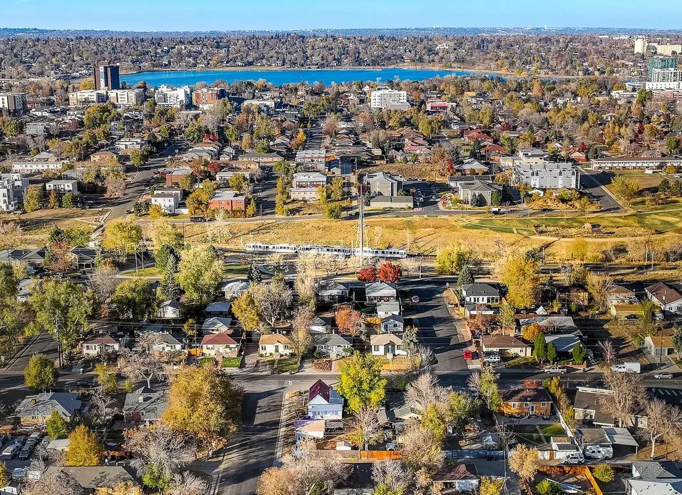 West Denver neighborhoods and Sloan Lake viewed from Villa Park