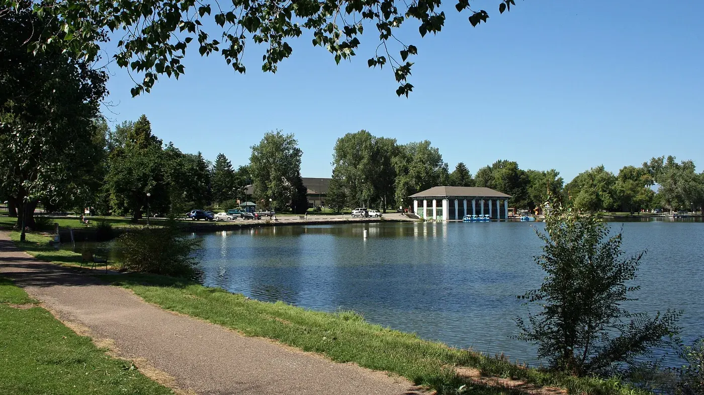 Washington Park lake and boathouse in Denver